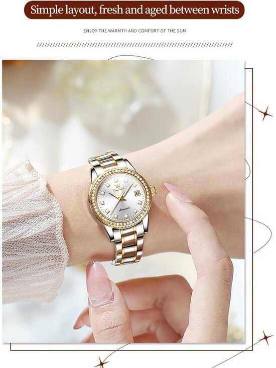 Women\'s White Automatic Diamond Luxury Mechanical Stainless Steel Wrist Watches main image 5